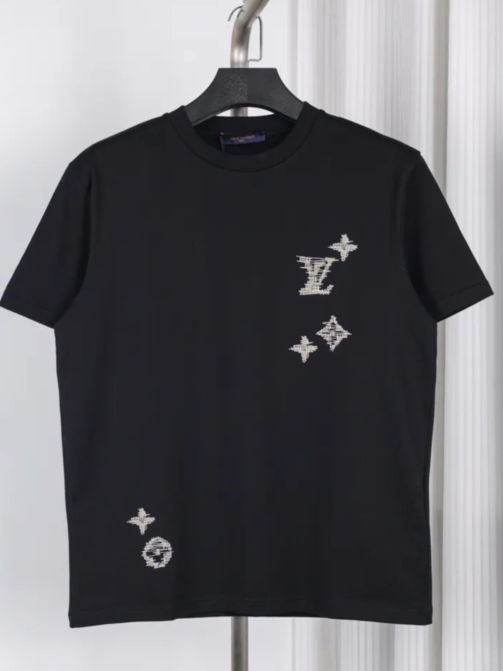 Louis Vuitton Men’s Black Logo Crystal Embellished T-Shirt